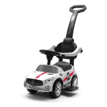 Baby Mix Detská odrážadlo so zvukom a vodiacoutyčou Racer, biela