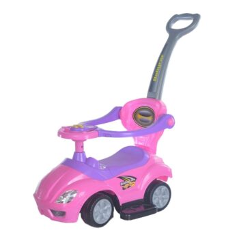 Baby Mix Detská odrážedlo s vodiacou tyčou 3v1Mega Car, ružová