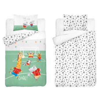 Bambusové posteľné obliečky do postieľky pre malého futbalistu – obojstranné 2 časti: 1ks 100  x 135 cm + 1ks 40 x 60 cm