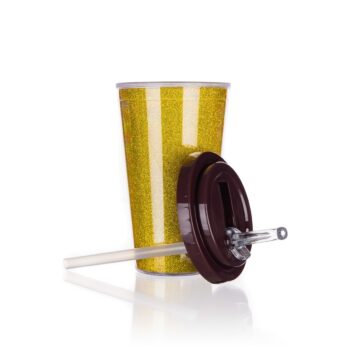 Banquet Hrnček cestovný dvojstenný GLITTERS 0,5 l, zlatá