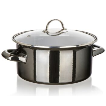 Banquet Hrniec smaltovaný METALLIC Black 22 cm, 3,75 l, s pokrievkou, 22 cm