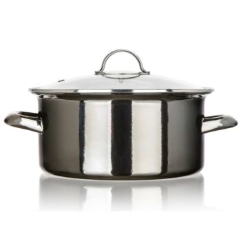 Banquet Hrniec smaltovaný METALLIC Black 22 cm, 3,75 l, s pokrievkou, 22 cm