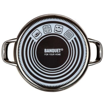 Banquet Hrniec smaltovaný METALLIC Black 22 cm, 3,75 l, s pokrievkou, 22 cm