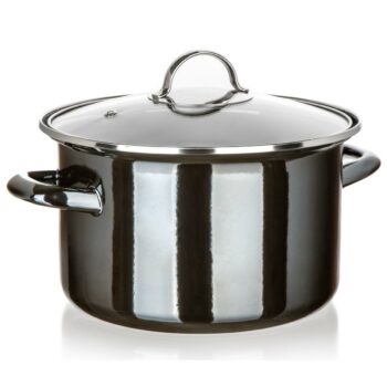 Banquet Hrniec smaltovaný METALLIC Black 24 cm, 3,7 l, s pokrievkou, 24 cm