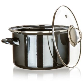 Banquet Hrniec smaltovaný METALLIC Black 24 cm, 3,7 l, s pokrievkou, 24 cm