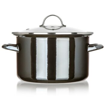 Banquet Hrniec smaltovaný METALLIC Black 24 cm, 3,7 l, s pokrievkou, 24 cm