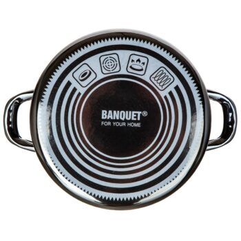 Banquet Hrniec smaltovaný METALLIC Black 24 cm, 3,7 l, s pokrievkou, 24 cm