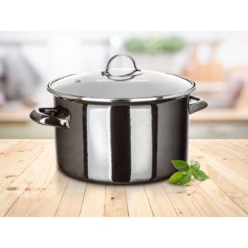 Banquet Hrniec smaltovaný METALLIC Black 26 cm, 6 l, s pokrievkou, 26 cm