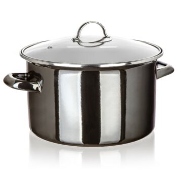 Banquet Hrniec smaltovaný METALLIC Black 26 cm, 6 l, s pokrievkou, 26 cm