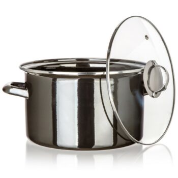 Banquet Hrniec smaltovaný METALLIC Black 26 cm, 6 l, s pokrievkou, 26 cm
