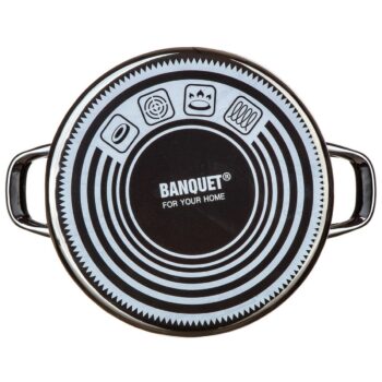 Banquet Hrniec smaltovaný METALLIC Black 26 cm, 6 l, s pokrievkou, 26 cm