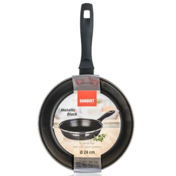 Banquet Panvica smaltovaná METALLIC Black 24 cm, s nepriľnavým povrchom, 24 cm