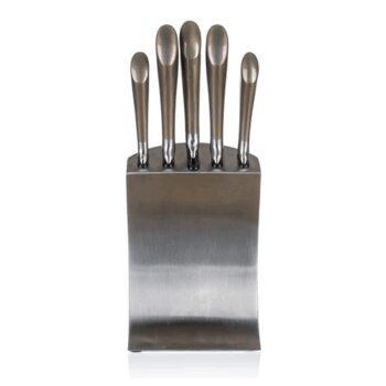 Banquet Sada nožov Metallic Platinum, 5 ks a nerezový stojan