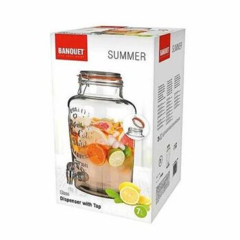 Banquet Sklenený zásobník s ventilom SUMMER, 7 l