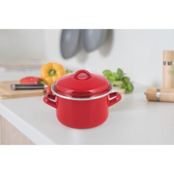Banquet Smaltovaný hrniec s pokrievkou Milton red, 12 cm, 0,78 l, 12 cm