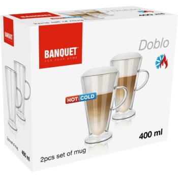 Banquet Súprava sklenených hrnčekov DOBLO 400 ml, 2 ks