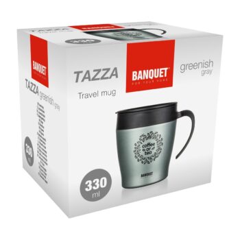 Banquet Termohrnček cestovný TAZZA 330 ml, zelenosivá