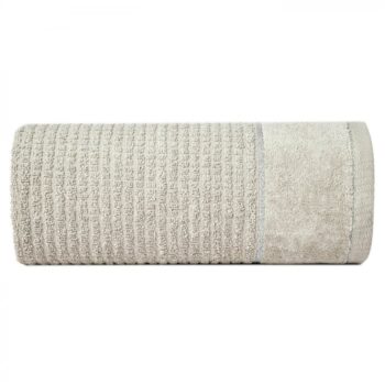Bavlnená osuška GLORY v béžovej farbe s velúrovým okrajom prešitá lesklou niťou Šírka: 50 cm | Dĺžka: 90 cm