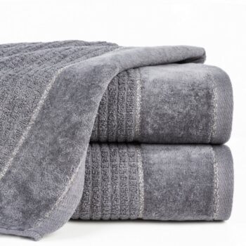 Bavlnená osuška GLORY v tmavo sivej farbe s velúrovým okrajom prešitá lesklou niťou Breite: 50 cm | Länge: 90 cm