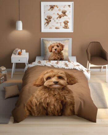 Bavlnená posteľná bielizeň pre deti svietiaca v tme -  Roztomilý psík Šírka: 140 cm | Dĺžka: 200 cm