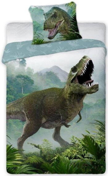 Bavlnené obojstranné posteľné obliečky s dinosaurom 2 časti: 1ks 160 cmx200 + 1ks 70 cmx80