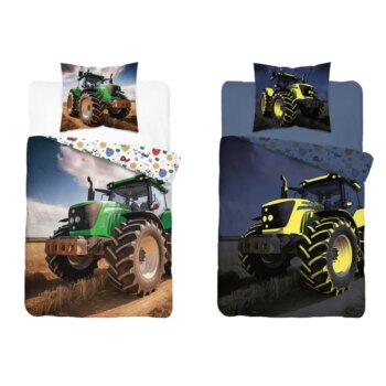 Bavlnené posteľné obliečky svietiace v tme - motív traktora 2 časti: 1ks 140x200 + 1ks 70x80