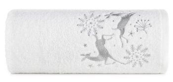 Bavlnený vianočný uterák biely so sobmi Šírka: 50 cm | Dĺžka: 90 cm