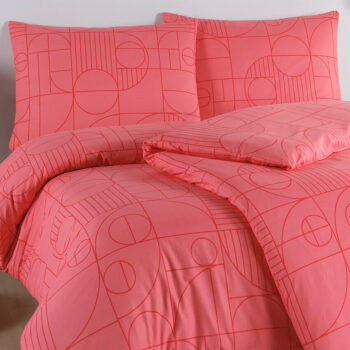 BedTex Bavlnené obliečky Geo Sunset Coral, 220 x 200 cm, 2 ks 70 x 90 cm, 220 x 200 cm, 2 ks 70 x 90 cm
