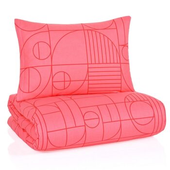 BedTex Bavlnené obliečky Geo Sunset Coral, 220 x 200 cm, 2 ks 70 x 90 cm, 220 x 200 cm, 2 ks 70 x 90 cm
