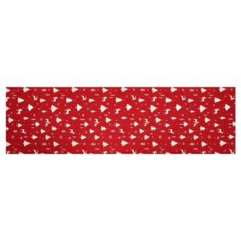 Behúň červený - vianočný vzor, ​​100% polyester, 40 x 150 cm.