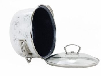 Belis Smaltovaný hrniec s pokrievkou Premium, biela, 18 cm, 2,2 l, 2,2 l