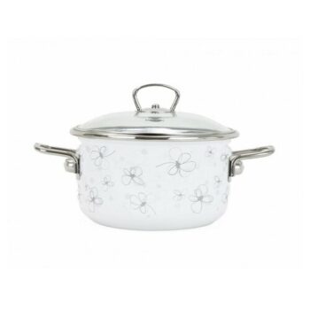 Belis Smaltovaný hrniec s pokrievkou Premium, biela, 24 cm, 5,5 l, 5,5 l