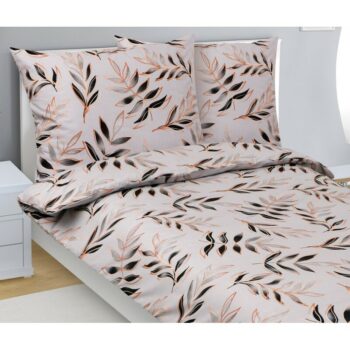 Bellatex Bavlnené obliečky List sivá, 140 x 220 cm, 70 x 90 cm, 140 x 220 cm, 70 x 90 cm