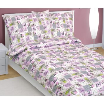 Bellatex Bavlnené obliečky Patchwork lila, 140 x 200 cm, 70 x 90 cm