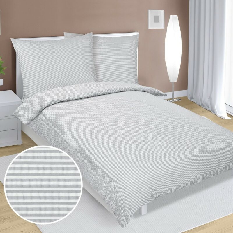 Bellatex Krepové obliečky Prúžok sivá, 140 x 200 cm, 70 x 90 cm Bellatex Krepové obliečky Prúžok sivá, 140 x 200 cm, 70 x 90 cm