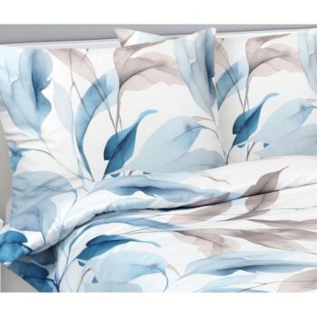 Bellatex Saténové povlečení Podzim modrá , 140 x220 cm, 70 x 90 cm, 140 x 220 cm, 70 x 90 cm