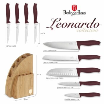 BerlingerHaus Súprava nožov s bambusovým stojanom Leonardo, 10 ks