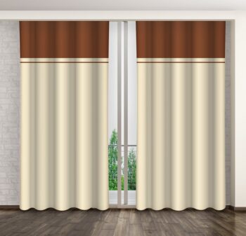 Béžové dekoračné závesy s hnedým pruhom Dĺžka: 250 cm
