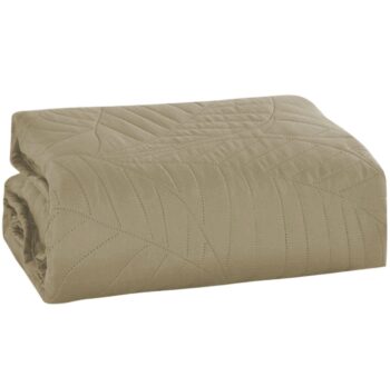 Béžový prešívaný prehoz s motívom lístia Šírka: 200 cm | Dĺžka: 220 cm