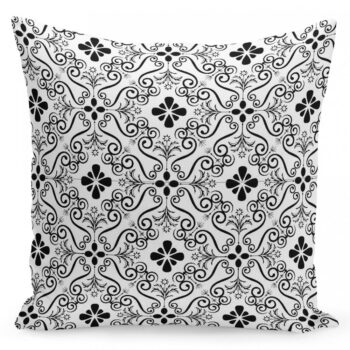 Biela obliečka s čierno-bielymi ornamentmi 50x60 cm