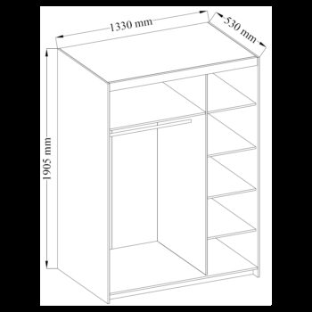 Klasická 3-dverová skriňa HELEN so 6-timi vnútornými priestrannými policami a 1 vešiakovou tyčou, je vyrobená z kvalitnej LTD dosky. Korpus skrine a takisto jej dvierka sú v obľúbenom farebnom prevedení biela. K dispozícií máte ďalšie 3 farebné prevedenia na výber.Úchytky sú z plastu vo farbe alumínium.Dodávame v demontovanom stave.