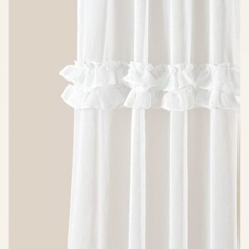 Biela záclona FRILLA s volánmi na stieborné priechodky 250 x 250 cm