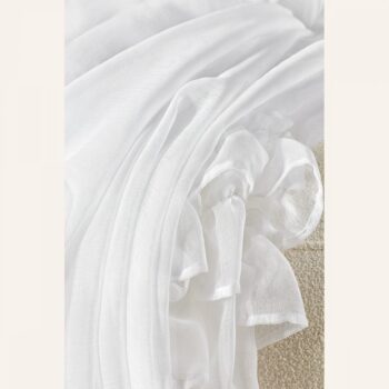 Biela záclona FRILLA s volánmi na stieborné priechodky 300 x 250 cm