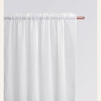 Biela záclona Flory s listovým vzorom a riasiacou páskou 140 x 260 cm