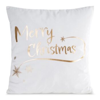 Biela zamatová vianočná obliečka Merry Christmas Šírka: 45 cm | Dĺžka: 45 cm