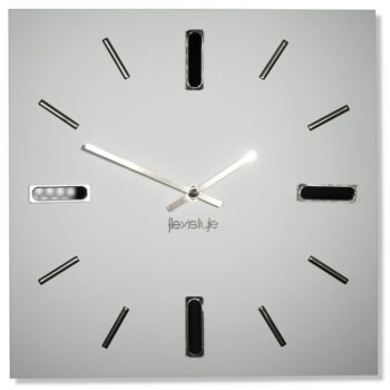Biele hodiny BRILLIANT 30 cm so striebornými doplnkami
