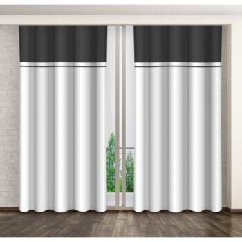 Bielo sivý dekoračný záves so zavesením štipce Dĺžka: 270 cm