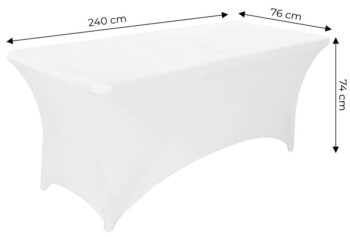 Biely elastický obrus na cateringový stôl 240 cm