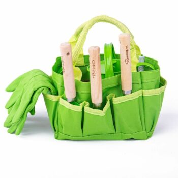 Bigjigs Toys Záhradný set náradia v plátennej taške, zelená