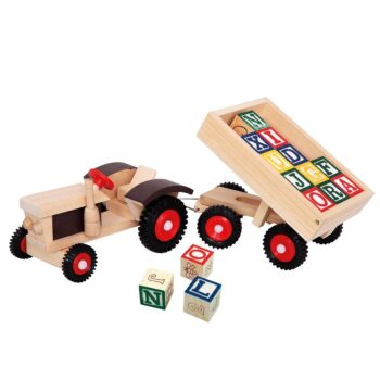 Bino Traktor s gumovými kolesami a vlečkou